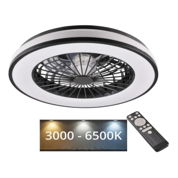LED Pritemdomas lubinis šviestuvas su ventiliatoriumi LED/48W/230V 3000-6500K juoda + nuotolinio valdymo pultas