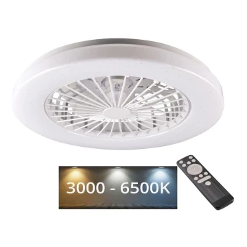 LED Pritemdomas lubinis šviestuvas su ventiliatoriumi LIBYA LED/48W/230V 3000-6500K balta + nuotolinio valdymo pultas