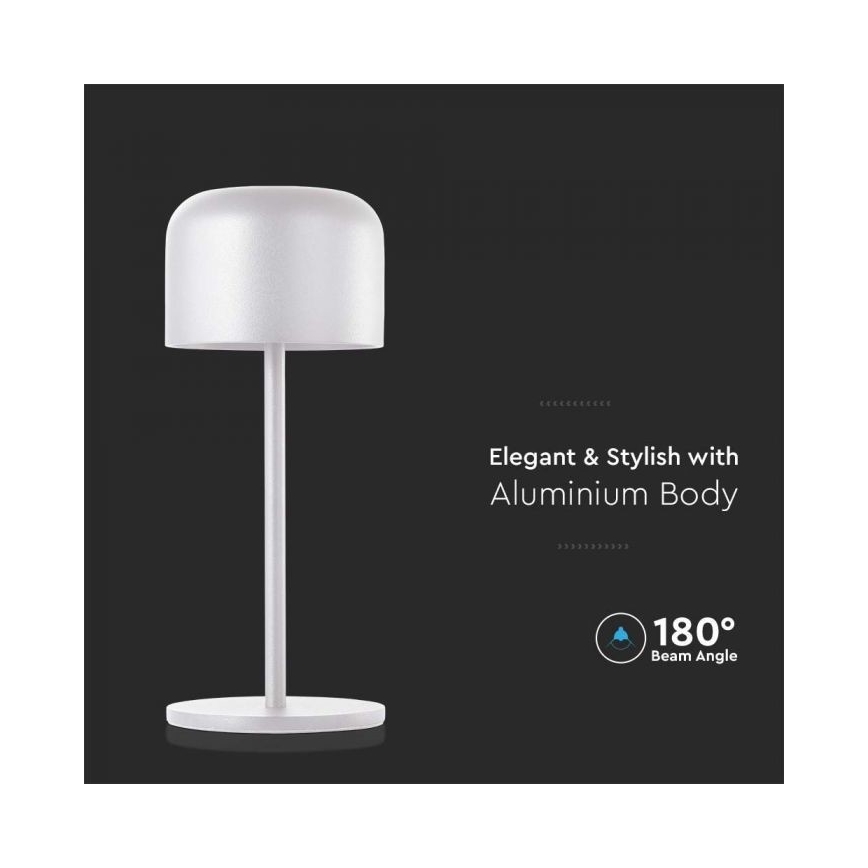 LED Pritemdoma įkraunama jutiklinė stalinė lempa LED/1,5W/5V 2700-5700K IP54 2200 mAh balta