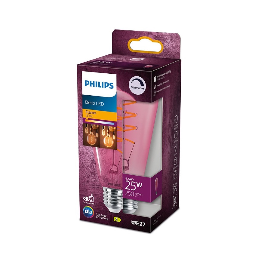 LED Reguliuojama lemputė DECO Philips ST64 E27/4,5W/230V 1800K