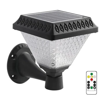 LED Reguliuojama saulės energijos sieninė lempa LED/0,8W/5,5V 3000/4000/6400K IP44 + valdymo pultas