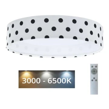 LED Reguliuojamas lubinis šviestuvas SMART GALAXY KIDS LED/24W/230V 3000-6500K taškai balti/juodi + nuotolinio valdymo pultas