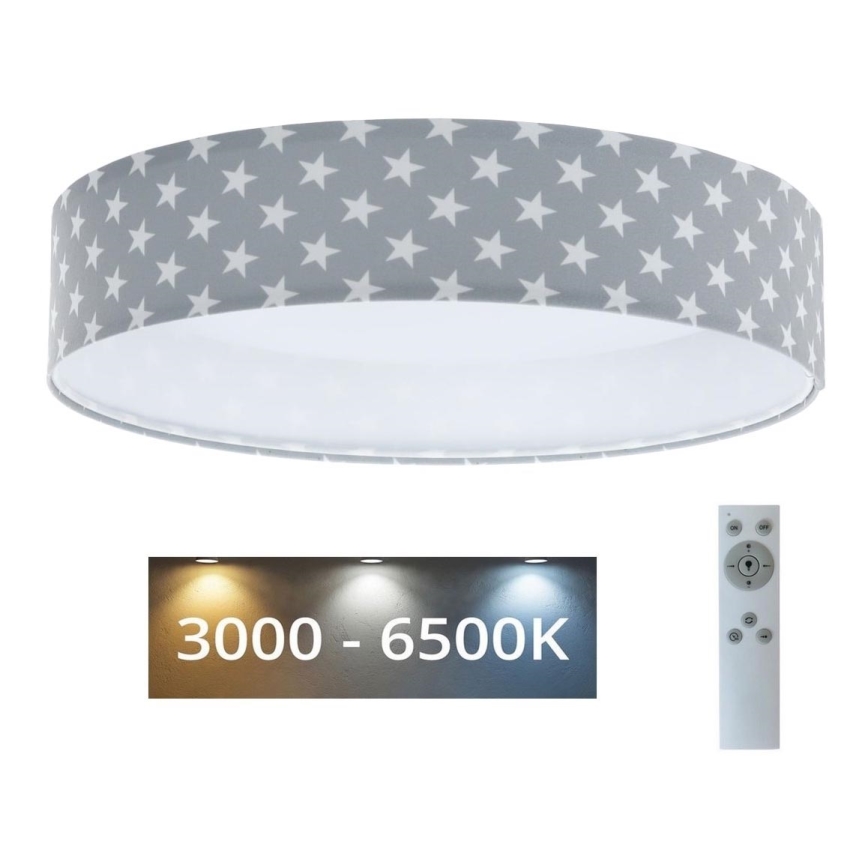 LED Reguliuojamas lubinis šviestuvas SMART GALAXY KIDS LED/24W/230V 3000-6500K žvaigždės pilka/balta + nuotolinio valdymo pultas