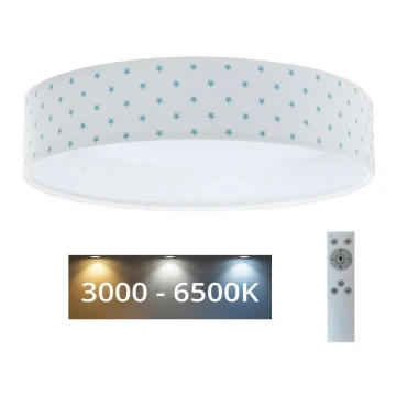LED Reguliuojamas lubinis šviestuvas SMART GALAXY KIDS LED/24W/230V 3000-6500K žvaigždutės balta/turkio spalva + nuotolinio valdymo pultas