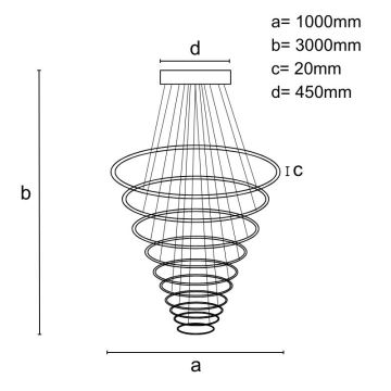 LED Reguliuojamas pakabinamas sietynas LED/365W/230V 3000-6500K + nuotolinio valdymo pultas