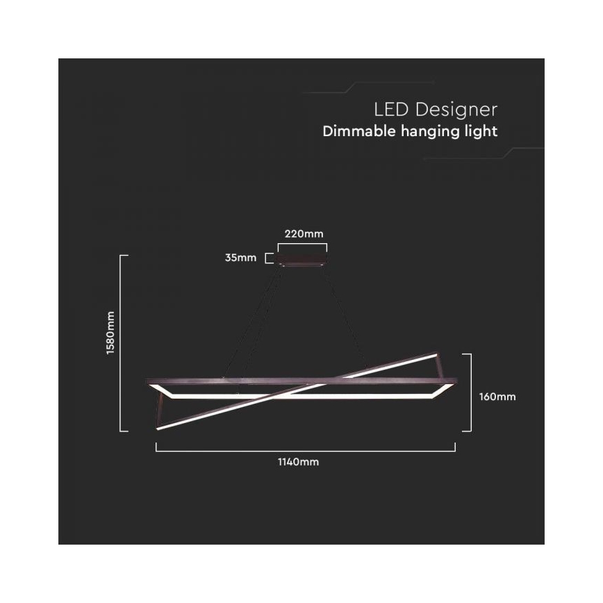 LED Reguliuojamas pakabinamas sietynas LED/45W/230V 3000K 114 cm juoda