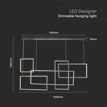 LED Reguliuojamas pakabinamas sietynas LED/45W/230V 3000K juoda