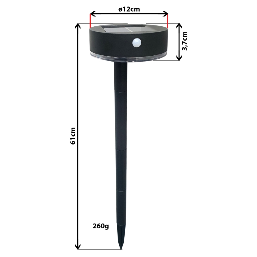 LED Reguliuojamas saulės energijos šviestuvas su jutikliu 2in1 LED/3,7V IP44