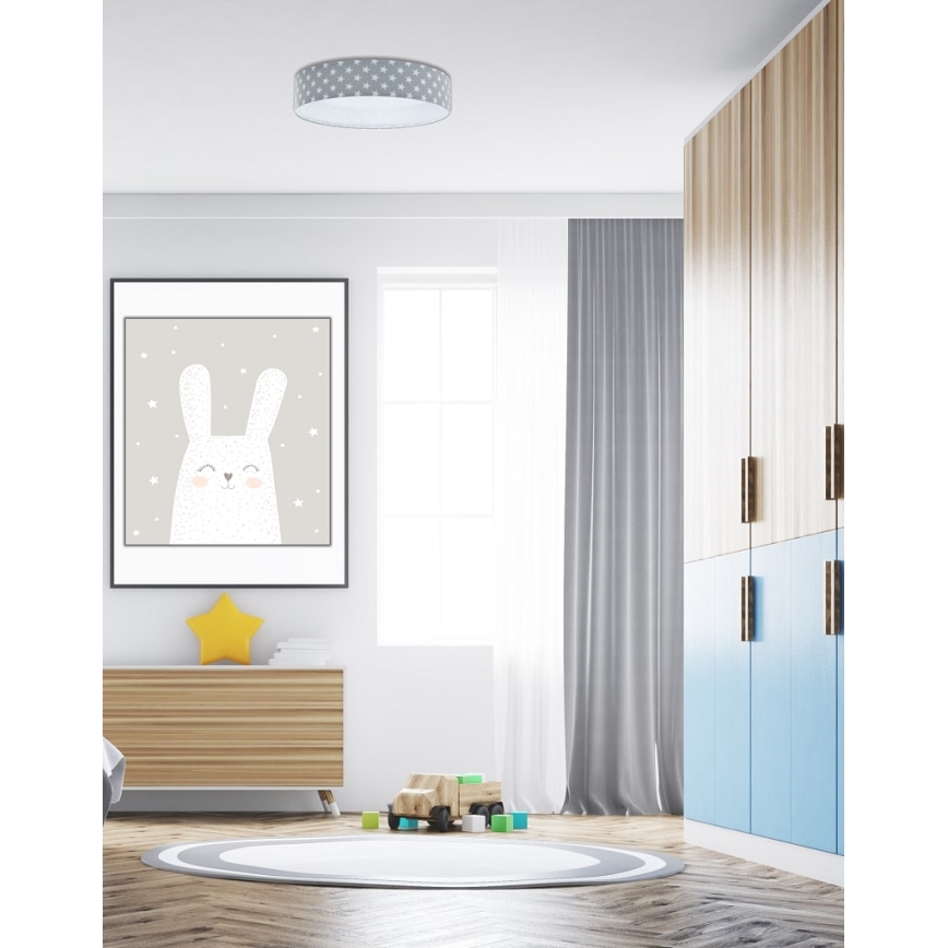 LED Reguliuojamas lubinis šviestuvas SMART GALAXY KIDS LED/24W/230V 3000-6500K žvaigždės pilka/balta + nuotolinio valdymo pultas