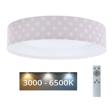 LED Reguliuojamas šviestuvas SMART GALAXY KIDS LED/24W/230V 3000-6500K žvaigždutės rožinė/balta + nuotolinio valdymo pultas