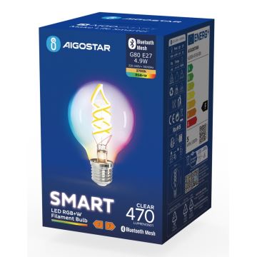 LED RGBW Elektros lemputė FILAMENT G80 E27/4,9W/230V 2700K - Aigostar