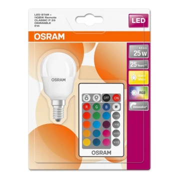 LED RGBW Reguliuojama lemputė RETROFIT E14/4,5W/230V 2700K + VP- Osram