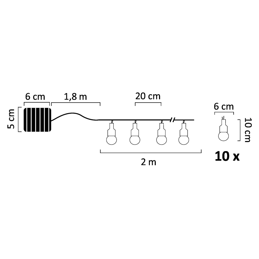 LED Saulės energijos dekoratyvinė girlianda PASTEL 10xLED/1,2V 3,8 m IP44