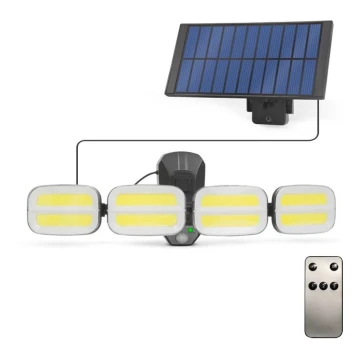 LED Saulės energijos prožektorius su jutikliu 4xLED/2,5W/6V IP65 + valdymo pultas