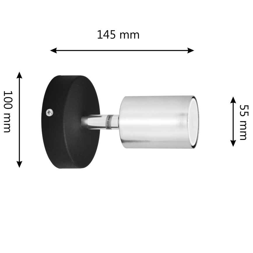 LED Sieninis akcentinis šviestuvas TUNE 1xGU10/4,8W/230V matinis chromas/juodas