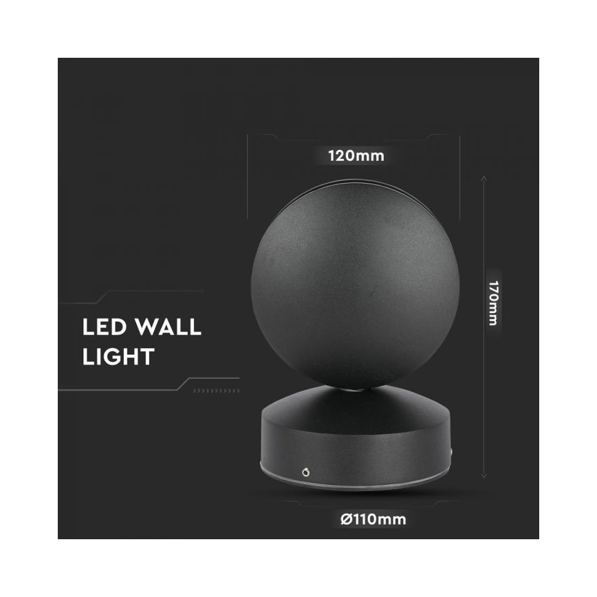 LED Lankstus lauko sieninis šviestuvas  LED/7W/230V 3000K IP65 juoda