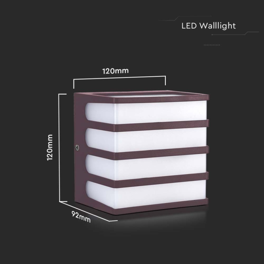 LED sieninis lauko šviestuvas LED/8W/230V IP65 3000K ruda