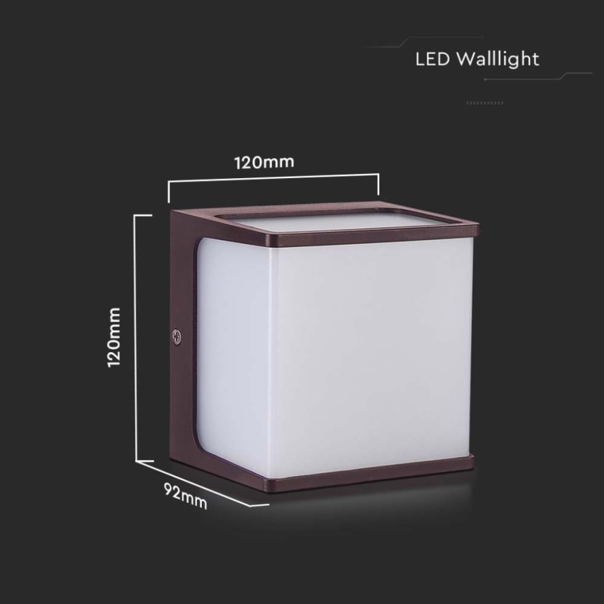 LED sieninis lauko šviestuvas LED/8W/230V IP65 4000K ruda