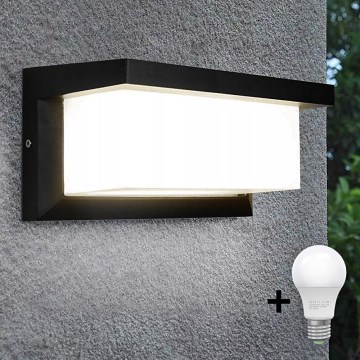 LED sieninis lauko šviestuvas NEELY 1xE27/9W/230V 3000K IP54 juodas