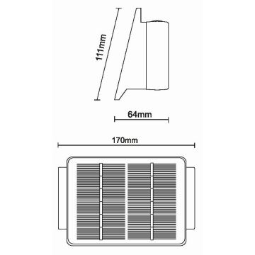 LED sieninis šviestuvas, įkraunamas saulės energija 4xLED/1,5W/3,7V IP54 juoda