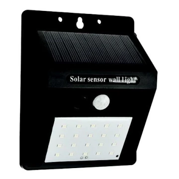 LED sieninis šviestuvas su jutikliu, įkraunamas saulės energija LED/0,55W/3,7V 6500K IP65