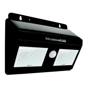 LED sieninis šviestuvas su jutikliu, įkraunamas saulės energija LED/1,2W/3,7V 6500K IP65