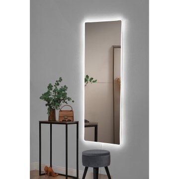 LED Sieninis veidrodis su foninis apšvietimas RECTANGULAR 120x40 cm balta