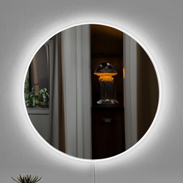 LED Sieninis veidrodis su foninis apšvietimas ROUND diametras 40 cm balta