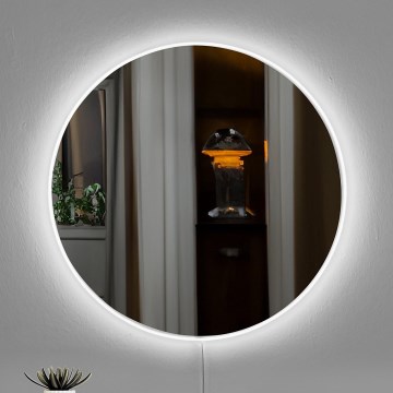 LED Sieninis veidrodis su foninis apšvietimas ROUND diametras 60 cm balta