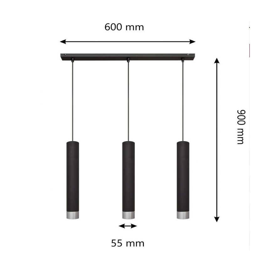 LED Sietynas, kabinamas ant virvės TUBA 3xGU10/4,8W/230V