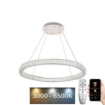 LED šviesos reguliavimas krištolas Sietynas ant stygos LED/100W/230V 3000-6500K sidabras + nuotolinio valdymo pultas