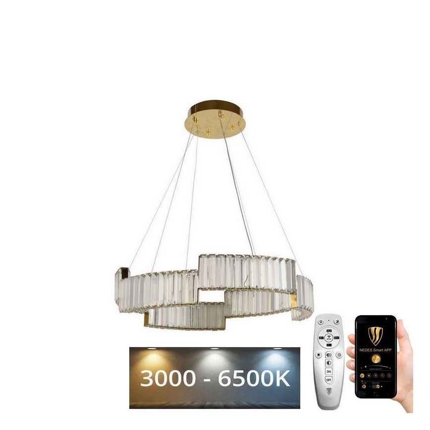 LED šviesos reguliavimas krištolas Sietynas ant stygos LED/40W/230V 3000-6500K auksas + nuotolinio valdymo pultas
