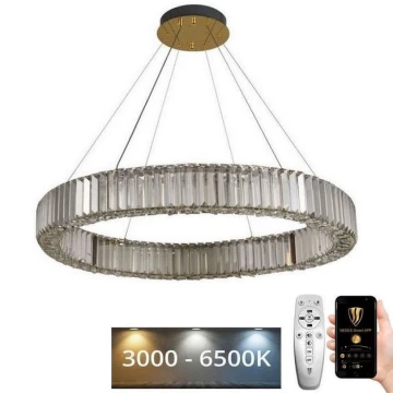 LED šviesos reguliavimas krištolas Sietynas ant stygos LED/50W/230V 3000-6500K chromas/auksas + nuotolinio valdymo pultas