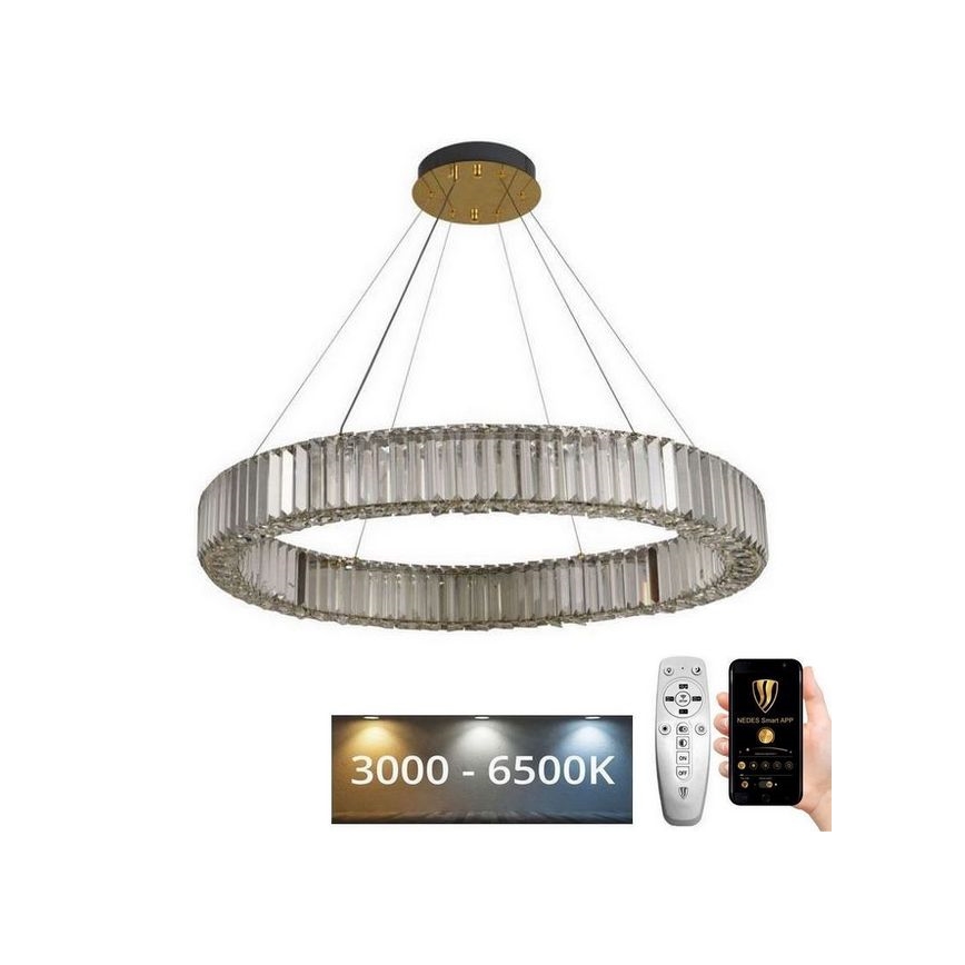 LED šviesos reguliavimas krištolas Sietynas ant stygos LED/50W/230V 3000-6500K chromas/auksas + nuotolinio valdymo pultas