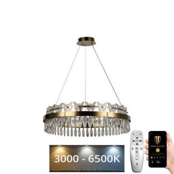 LED šviesos reguliavimas krištolas Sietynas ant stygos LED/80W/230V 3000-6500K auksas + nuotolinio valdymo pultas