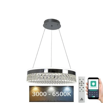 LED šviesos reguliavimas krištolas Sietynas ant stygos LED/90W/230V 3000-6500K chromas + nuotolinio valdymo pultas