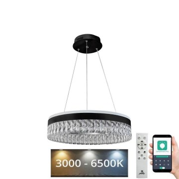 LED šviesos reguliavimas krištolas Sietynas ant stygos LED/90W/230V 3000-6500K juoda + nuotolinio valdymo pultas