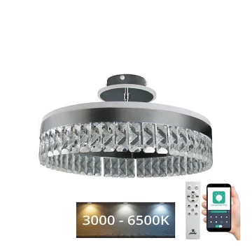 LED šviesos reguliavimas krištolas Tvirtinamas sietynas LED/75W/230V 3000-6500K chromas + nuotolinio valdymo pultas