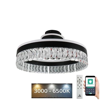 LED šviesos reguliavimas krištolas Tvirtinamas sietynas LED/75W/230V 3000-6500K juoda + nuotolinio valdymo pultas