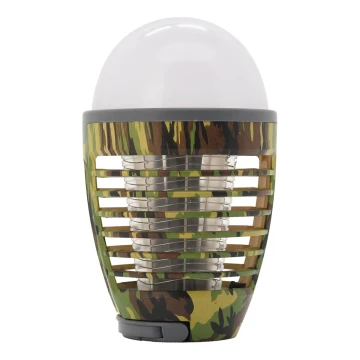 LEDNešiojama įkraunama lempa su vabzdžių gaudykle LED/2W/3,7V 1800 mAh IPX4 kamufliažas