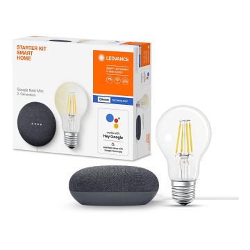 Ledvance - Išmanusis garsiakalbis Google Nest Mini + LED pritemdoma elektros lemputė SMART+ A60 E27/6,5W/230V 2700K