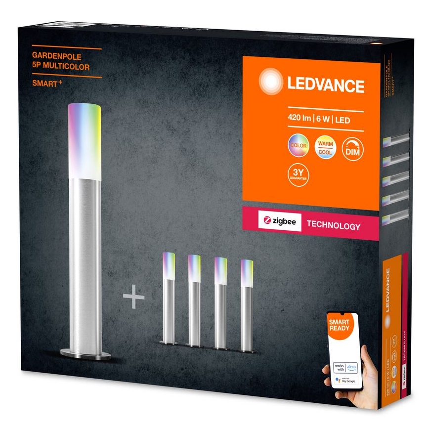 Ledvance - KOMPLEKTAS 5x LED RGBW šviesos reguliavimas lauko lempa SMART+ GARDENPOLE LED/6W/230V IP44