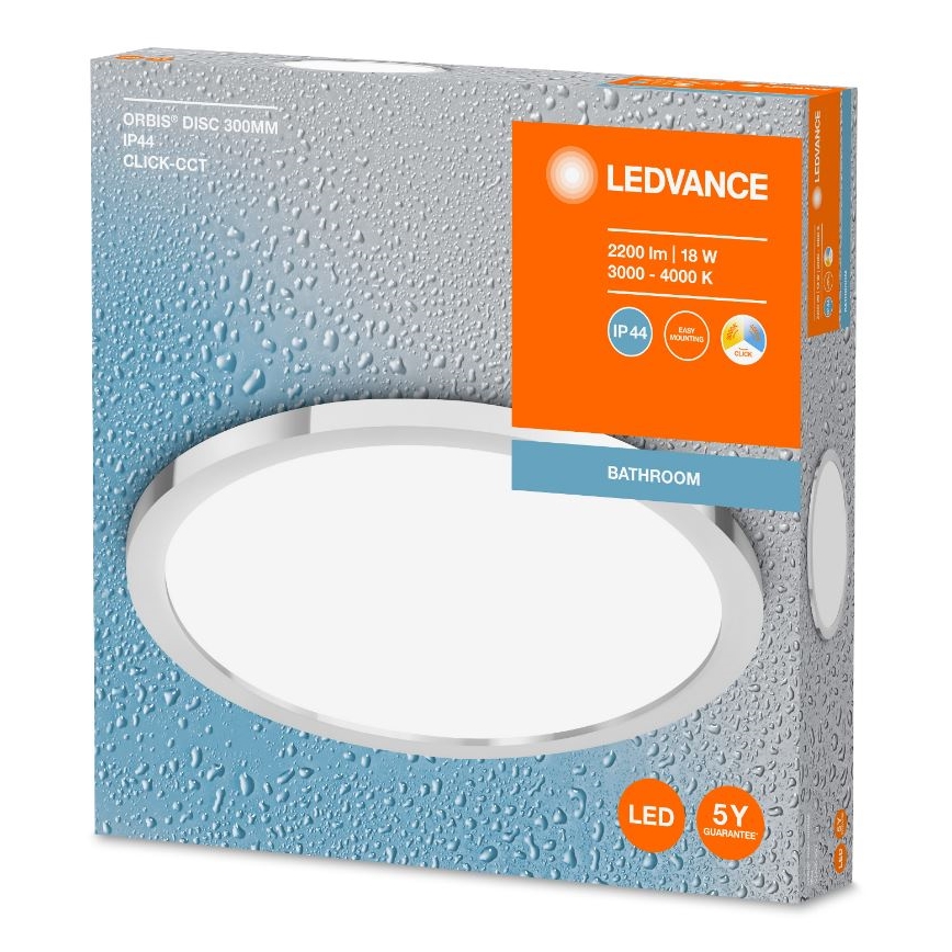 Ledvance - LED lubinis vonios šviestuvas DISC LED/18W/230V 3000/4000K IP44