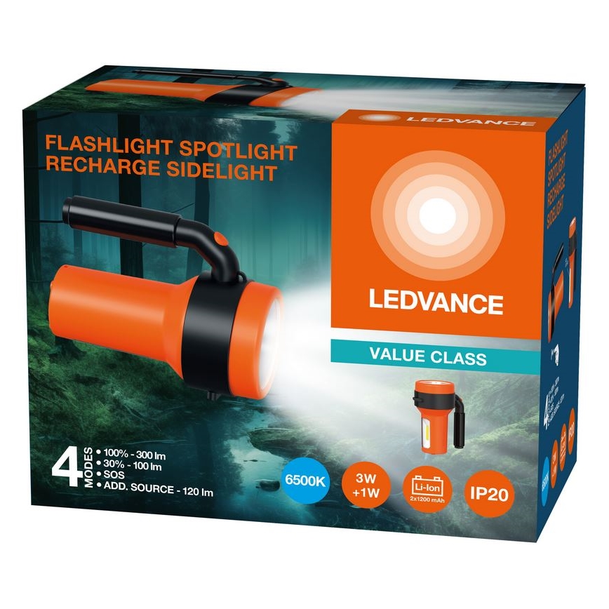 Ledvance - LED pakraunamas žibintuvėlis su maitinimo banku FLASHLIGHT LED/3W/5V 2400mAh