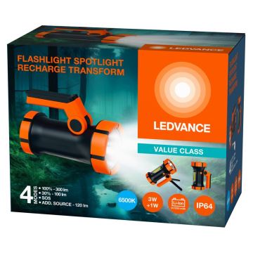 Ledvance - LED pakraunamas žibintuvėlis su maitinimo banku FLASHLIGHT LED/3W/5V IP64 2400mAh