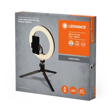 Ledvance - LED pritemdomas stalinis šviestuvas su stovu ir laikiklis video vlogams LED/5,5W/USB 3000/4000/6500K
