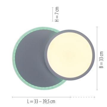 Leuchten Direkt 11662-16 - LED RGB pritemdomas lubinis šviestuvas ARENDA LED/21W/230V + nuotolinio valdymo pultas