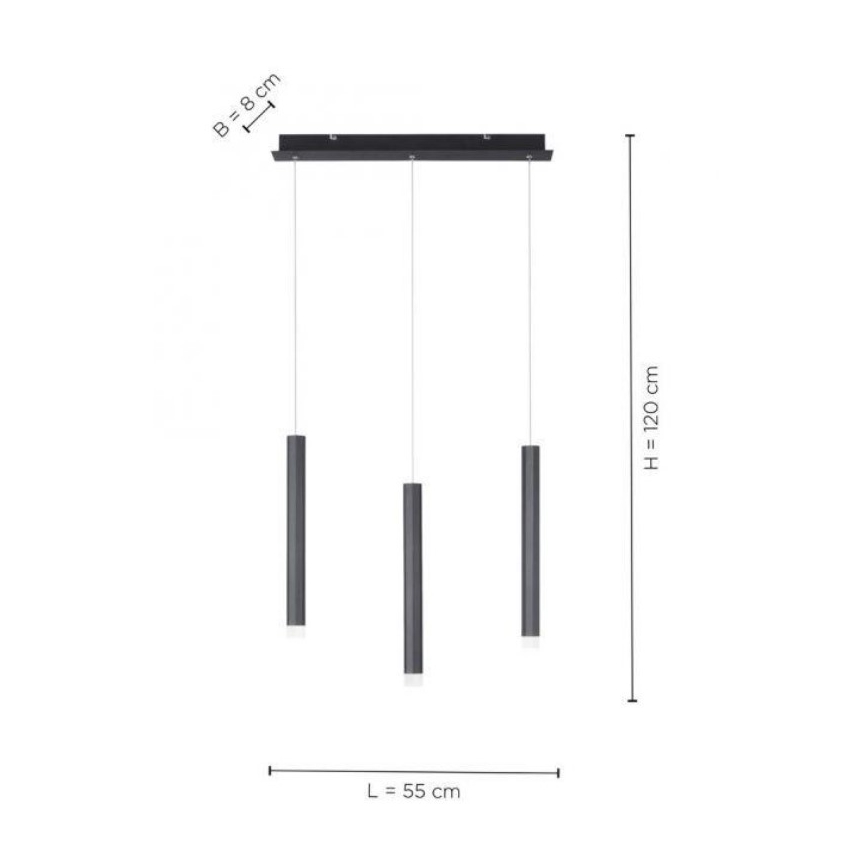 Leuchten Direkt 15203-18 - LED Pakabinamas sietynas 3xLED/4,8W/230V juodas