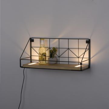 Leuchten Direkt 15277-18 - Shelf su LED apšvietimu BOARD 2xLED/1,75W/230V 45 cm eukaliptas