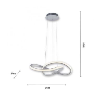 Leuchten Direkt 15402-95 - LED Reguliuojamas pakabinamas sietynas  MARIA LED/25W/230V matinis chromas